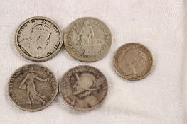 5 Antique Foreign Silver Coins