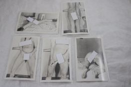 5 Black and White Adult Photo Postcards