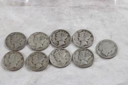 9 Mercury Silver Dimes