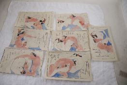 7 Japanese Shunga Erotic Woodblock Prints