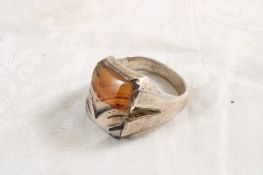 Sterling Silver Agate Dendritic Ring 13.8 Grams