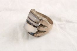 Sterling Silver Agate Dendritic Ring 14.3 Grams