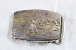 Sterling Silver and Gold Japanese Mt Fuji Buckle