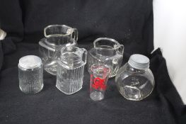 Depression Glass Pitchers, Canister, Hoosier Jar