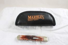 Marbles Folding Hunting Lock Blade Knife in Case
