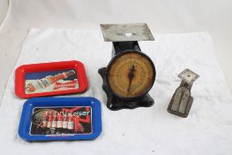 2 Antique Postal Scales, 2 Budweiser Beer Tip Tray