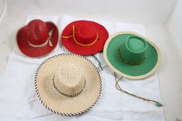 4 Mid Century Children's Cowboy Hats Straw & Felt