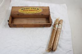 Boot Jack Tobacco Box, 2 Souvenir Cigars