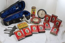 Tobacco Tins, Clock, Tube Repair, Jar Opener in