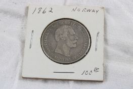 1862 Norway 1/2 Speciedaler Carl XV Silver Coin