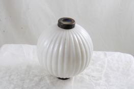 White Pleated Glass Lightning Rod Ball