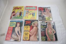 6 Pocket Size Nude Pin Up Magazines 1950's, 70's