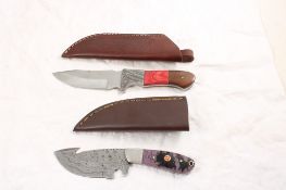 2 Custom Made Fixed Blade Knives in Sheaths