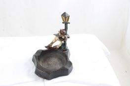 Cast Iron Drunk Man on Lamp Post Ashtray