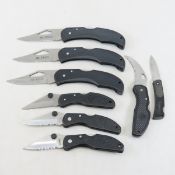 8 Folding Pocket Knives, Schrade & Flying Falcon