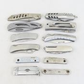 10 Folding Pocket Knives, Tomahawk & Pliers