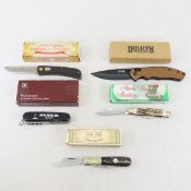 5 Pocket Knives in boxes, Owl Head, Victorinox
