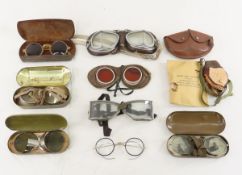 10 Pair Vintage Aviator Goggles & Other Glasses