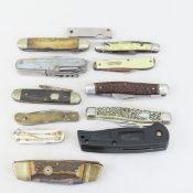 10 Damaged Folding Pocket Knives, Parts, Repair