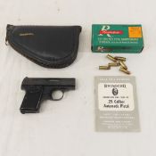 Baby Browning .25 Auto Pistol with Case and Ammo