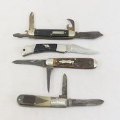 4 Vintage Folding Pocket Knives, Case, Craftsman
