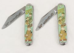 2 Beetle Bailey 50th Anniversary Pocket Knives