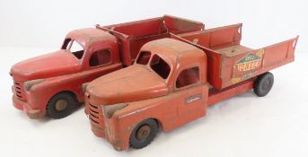 2 Structo Toys Pressed Steel Dump Trucks