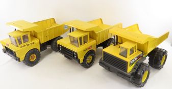 3 1970's & 80's Tonka Yellow Dump Trucks