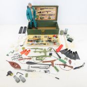 GI Joe with wood foot locker full of accessories