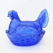 Vintage Fenton Cobalt Blue Hen on Nest