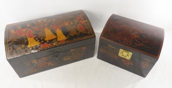 2 Vintage Lacquered Chinese Table Top Chests