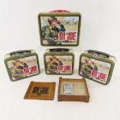 GI Joe Zippo Lighter & 4 mini lunch boxes