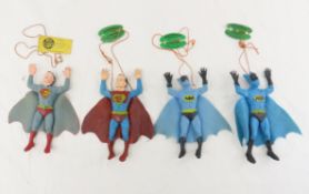 2 Ben Cooper Batman & 2 Superman Rubber Figures