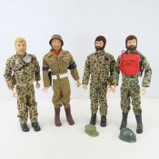 4 Flocked Hair GI Joe Soldiers Made in USA