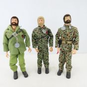 3 Vintage GI Joe Flocked Hair Figures