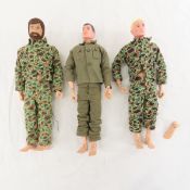 2 1965 & 1 1970 Flocked Hair GI Joe Figures