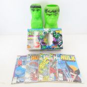 Incredible Hulk Comics, Bank, Candy Bucket & More