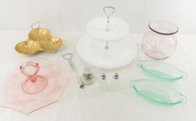 Fenton Two-Tier Tidbit Tray & Divided Candy Dish