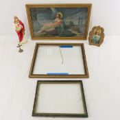 Vintage Lefton Jesus Figurine, Lithos & Frames