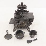 Vintage Queen Cast Iron Toy Wood Burning Stove