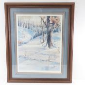 Bob Straube Framed Watercolor Print, Winter Scene