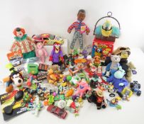 Collection of misc small toy figures, cars, & more