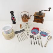 Vintage Coffee & Nut/Spice Grinders, Copper Teapot