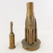 Brass Trench Art Ammunition Vase & Powder Flask