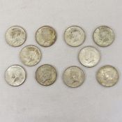 10 1964 90% Silver Kennedy Half Dollars