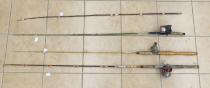 2 Vintage Fishing Rods, 2 Reels & Parts