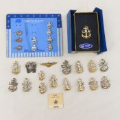 US Navy Sterling Silver Cap Badges & Pins- 3 OZ