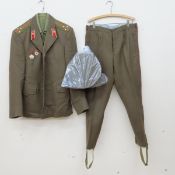 Soviet Cold War Era Officer's Uniform, Medals, Hat