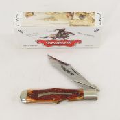 Winchester Burnt Orange Bone Handle Jigging Knife