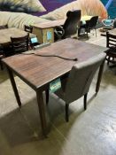 Lot of: (1) Mobile Wooden Table With Power Strip, Approximate 30" Wide x 48" Long. With (1) Chair.